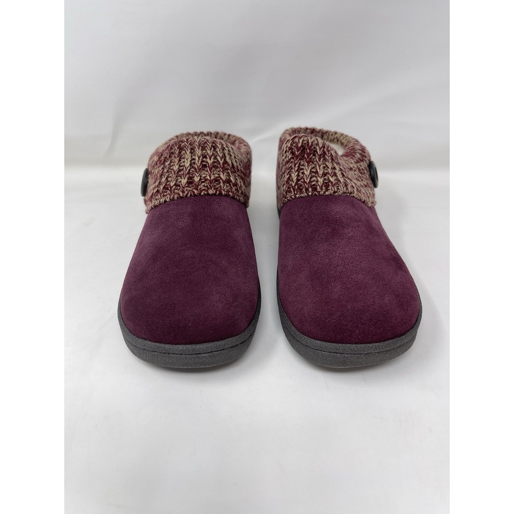 Clark's Women's Size 8 Burgundy Angelina Knitted Collar Winter Clog Slippers - Picture 2 of 9